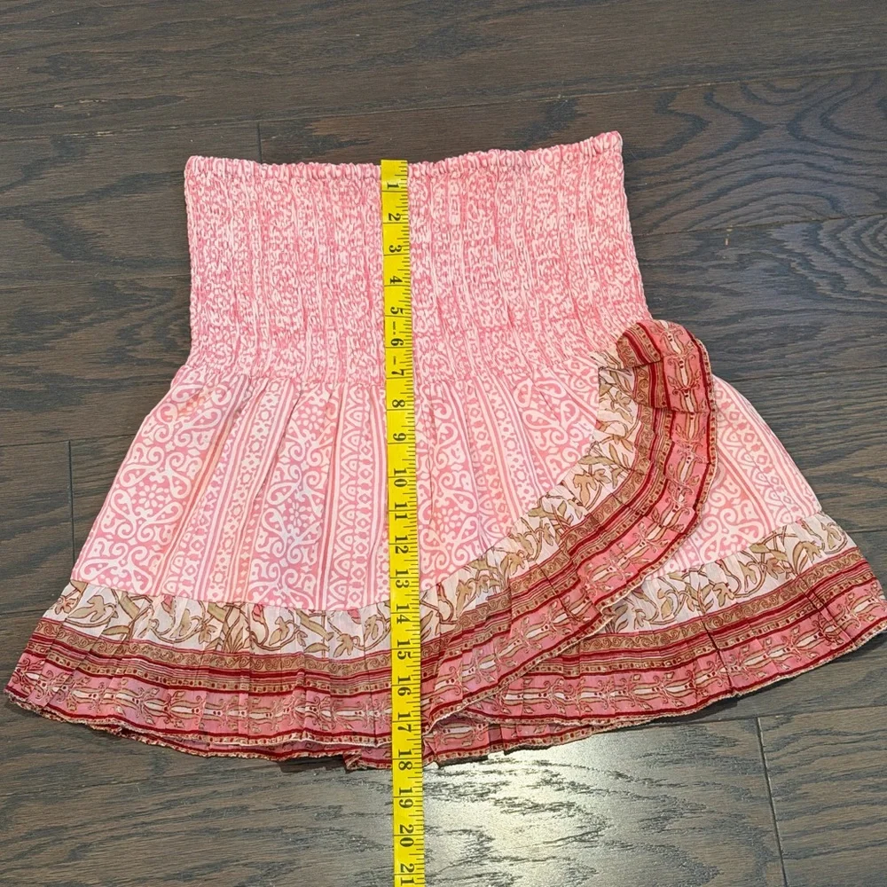 Bell by Alicia Bell Pink Silk Cotton Smocked Boho Mini Skirt Size Small